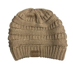 C.C. Women's Camel Tan Beige Winter Snow Outdoor Knit Bonnet Beanie Hat OS